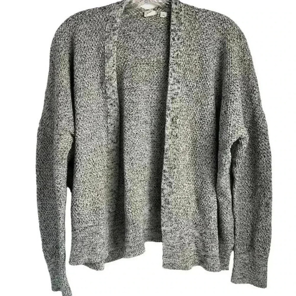 GAP Women's White and Black Open Front Cardigan Sweater Size L Casual Knit - Picture 1 of 14